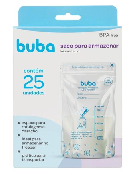 Imagem de 25 Sacos Para Armazenar Leite Materno 200ml Buba