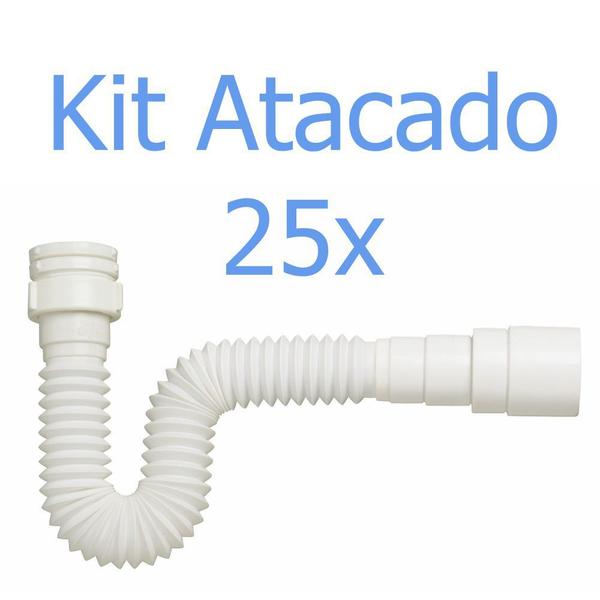 Imagem de 25 sifao flexivel ajustavel universal simples branco atacado