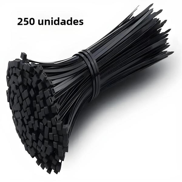 Imagem de 250 Abraçadeiras de Nylon Duráveis com Zíper e Trava - Organizador de Acabamento de Linha