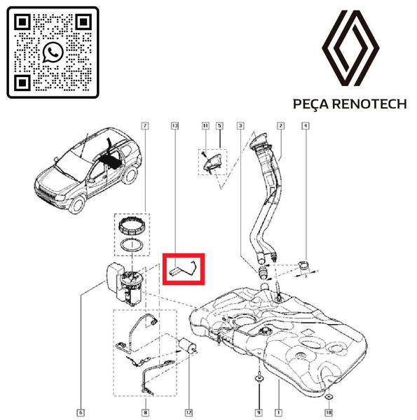 Imagem de 250609321r - boia tanque de combustível - motor 1.6 16v/2.0 16v f4r - 2011 em diante - duster/captur