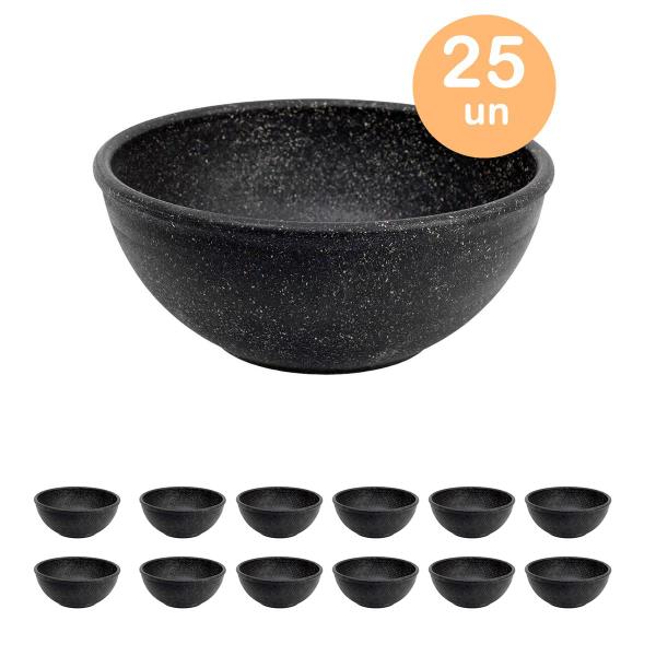 Imagem de 25un TIGELA 500ml BOWL CUMBUCA VASILHA SOPA CALDO PRETO