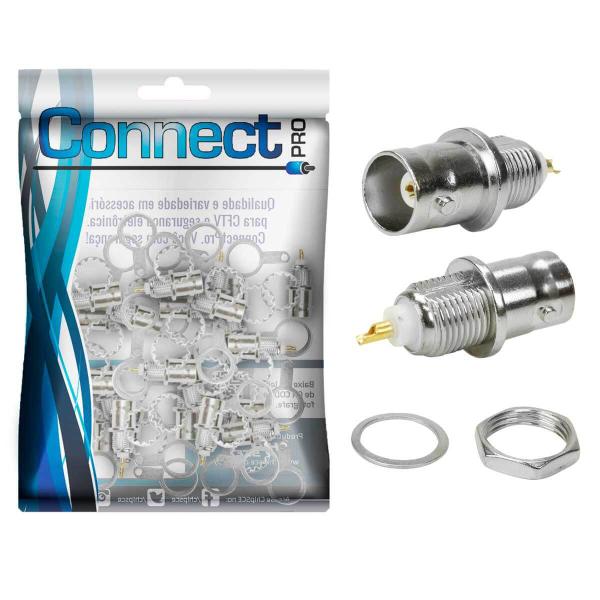 25x Conectores Bnc Fêmea Com Rosca Para Painel e Pci - CONNECT PRO Imagem de 25x Conectores Bnc Fêmea Com Rosca Para Painel e Pci