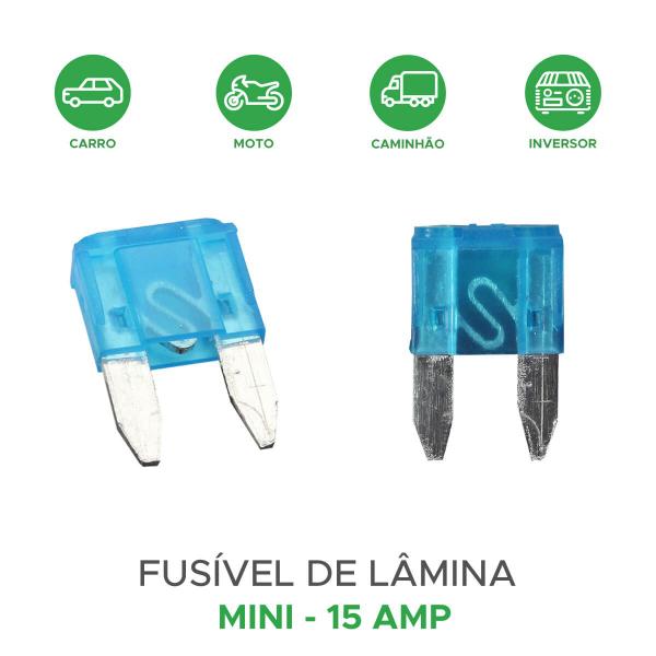 Imagem de 25x Fusível Automotivo Lâmina Mini 15 Amp Azul - Green