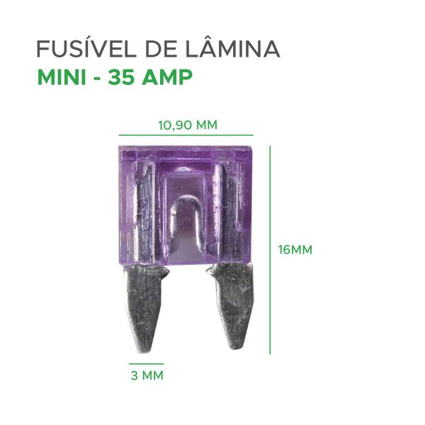 Imagem de 25x Fusível Automotivo Lâmina Mini Kit Com 25 Peças 35amp