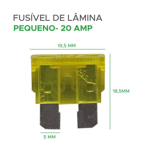 Imagem de 25x Fusível Lâmina 20Amp Automotivo Pequeno Amarelo - Green