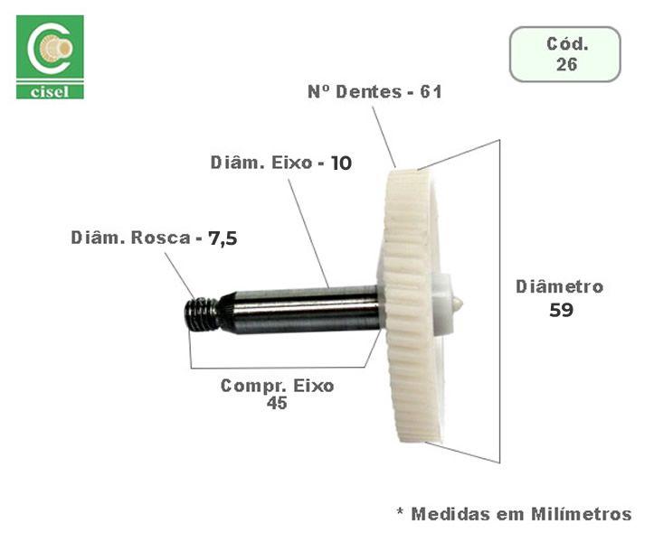 Imagem de 26 - Engrenagem para Limpador de Parabrisa Meriva - 61 Dentes