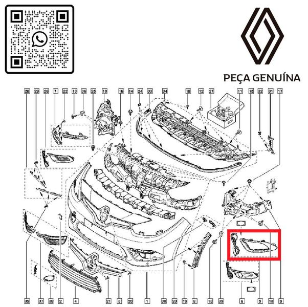 Imagem de 261520694r - par de moldura do farol de milha - 2015 à 2018 - fluence