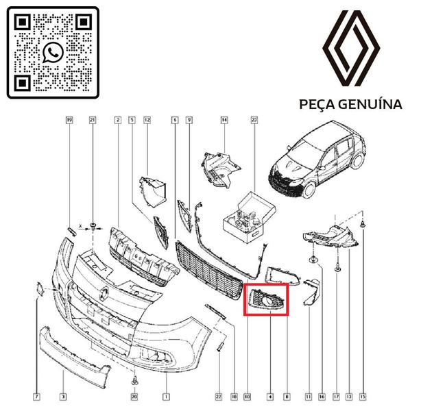 Imagem de 263364826r - moldura do farol de milha esquerdo (sem furo) - 2011 a 2013 - sandero