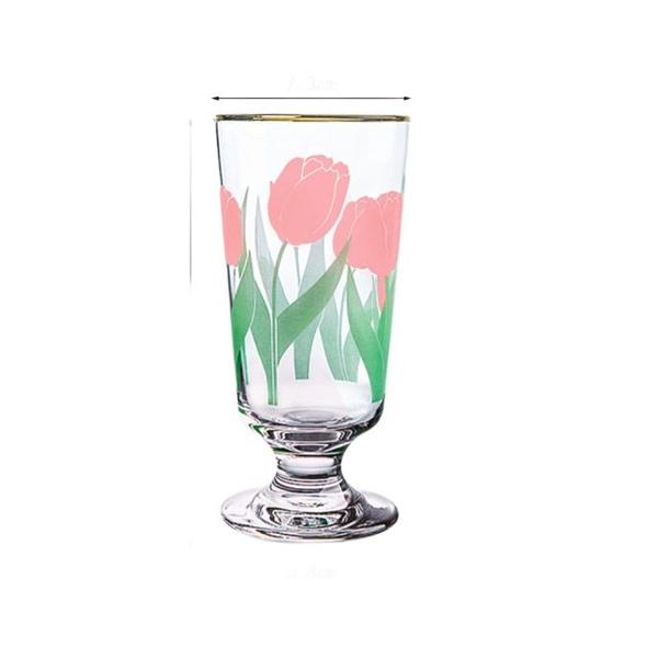 Imagem de 280ml Little Daisy Goblet Glass Vintage Goblet Phnom Penh Glass Tulips Wine Cup Bebendo Copo de Café de Suco de Vidro Vidro à moda antiga