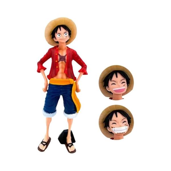 Imagem de 28cm One Piece Luffy Action Figure Face Changing Smiley Três Formas Anime Modelo Brinquedo