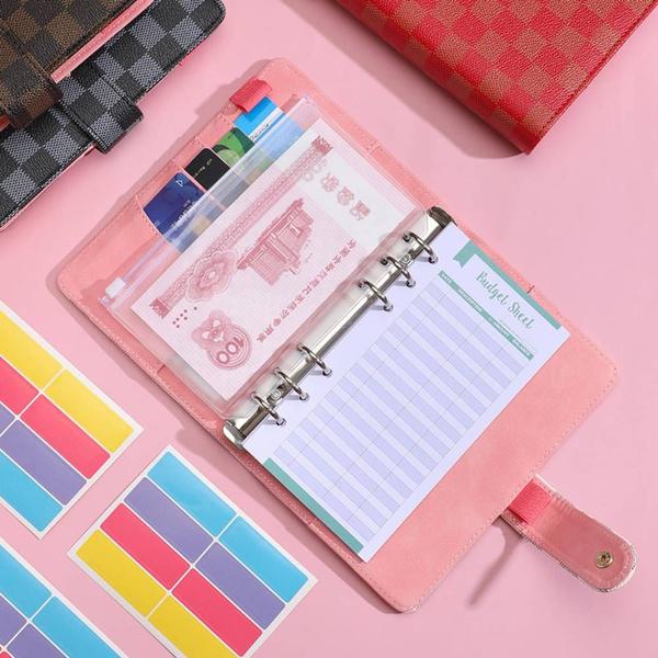 Imagem de 29pcs A6 Plaid Binder Hand Ledger, Notebook de Couro 6 Furos