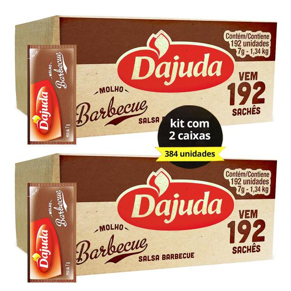 2Kits Sachês Molho Barbecue DAjuda 7G 192Un Para Churrascaria Costela Porco Lanches Acompanhamento - Wilson Foods Imagem de 2Kits Sachês Molho Barbecue DAjuda 7G 192Un Para Churrascaria Costela Porco Lanches Acompanhamento
