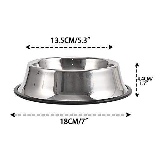 Imagem de 2Packs Inoxidável Tigela de Cão de Aço Com Base de Borracha Anti-Skid para Pequeno/Médio/Grande Animal de Estimação, Prato Perfeito, Tigela de Alimentador de Animais de Estimação e Tigela de Água Escolha Perfeita para Gato e Gatinho cão (8oz)