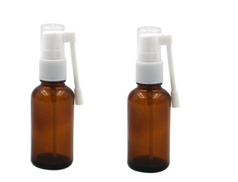 Imagem de 2PCS 30ML / 1oz vidro marrom vazio recarregável 360 graus rotação spray nasal frasco pulverizador recipiente para limpeza de água lavagem maquiagem água perfume