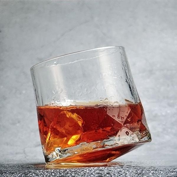 Imagem de 2pcs Old Fashioned Whiskey Rock Glass Diamond Thick Heavy Funny Rotate Whisky Tumbler XO Beer Taças de Vinho Vidro à moda antiga