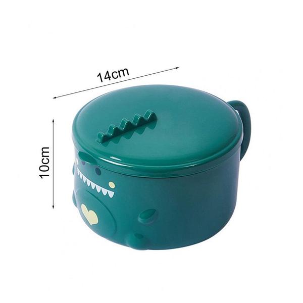 2Pcs Tigela de macarrão instantâneo com tampa de grande capacidade dinossauro padrão de grau de alimento tigela de cereal de grau para dormitório - HTTN Imagem de 2Pcs Tigela de macarrão instantâneo com tampa de grande capacidade dinossauro padrão de grau de alimento tigela de cereal de grau para dormitório