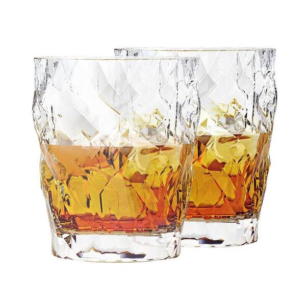 Imagem de 2pcs Whisky Glass Crystal Irregular Check Heavy Whisky Tumbler Liquor Wine Cup Creative Rock Glasses Gravura