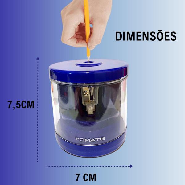 Imagem de 2u Apontador Elétrico A Pilha Lápis Comum C/ Depósito C/azul