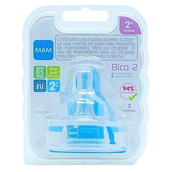 2un Bico Mamadeira Nº 2 Ortodôntico Fluxo Médio 2+ Meses - Mam Imagem de 2un Bico Mamadeira Nº 2 Ortodôntico Fluxo Médio 2+ Meses - Mam
