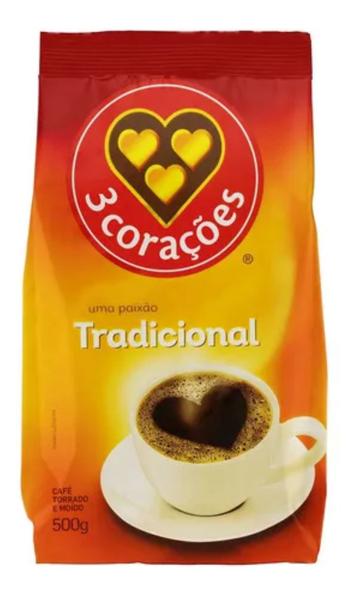 Imagem de 2Un Café Torrado Tradicional 3 Corações Pacote 500g Atacado