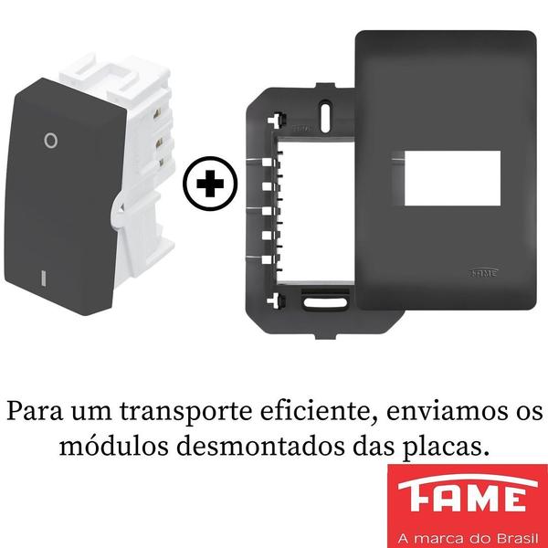 Imagem de 2un Interruptor Bipolar Simples 20A Com Placa Habitat Black FAME