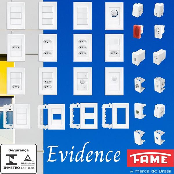 Imagem de 2un Interruptor Paralelo Three Way 3 Teclas 16A Com Placa Evidence FAME