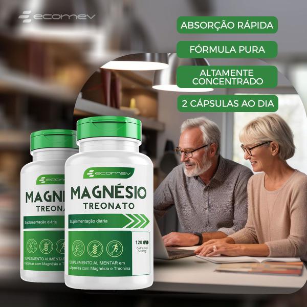 Imagem de 2Un Magnesio Treonato 500Mg Puro Máxima Absorção 240Cáps Ecomev