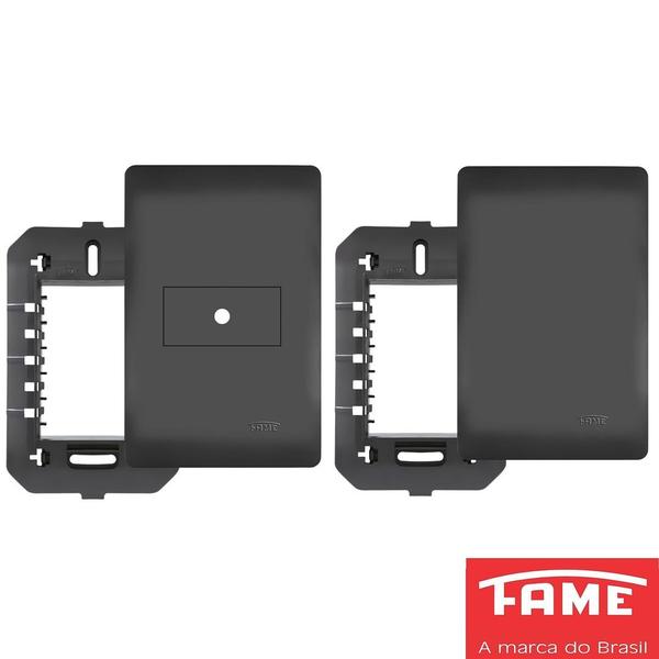 Imagem de 2un Placa 4X4 02 Módulos Com Suporte Habitat Black FAME