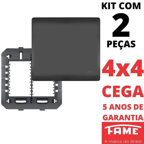 Imagem de 2un Placa 4X4 Cega Com Suporte Habitat Black FAME