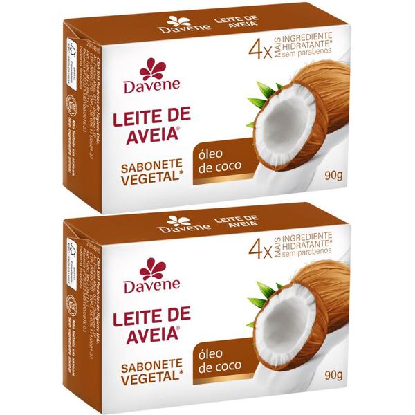 Imagem de 2UN Sabonete Vegetal Leite De Aveia Oleo De Coco 90g Davene