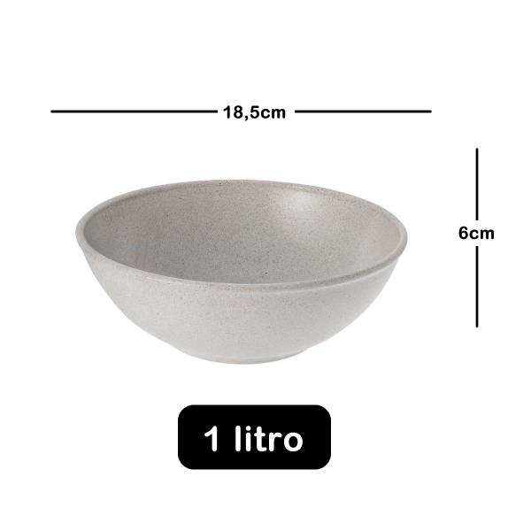 Imagem de 2un Tigela bowl 1lt salada petiscos Cinza Petra 18,5cm