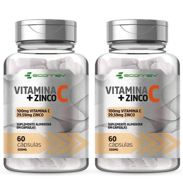 Imagem de 2Un Vitamina C + Zinco Quelado 500Mg Puro Concentrado 120Cáps Ecomev