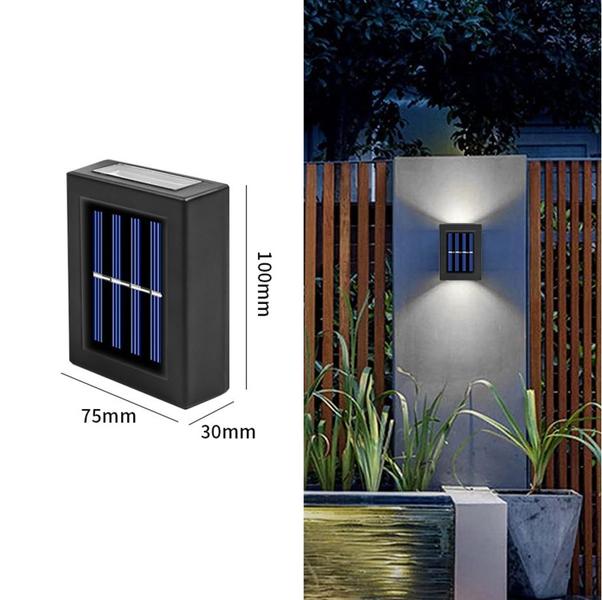 Imagem de 2x Arandela Solar Slim 2 Focos Luminaria Parede Externa Ip65