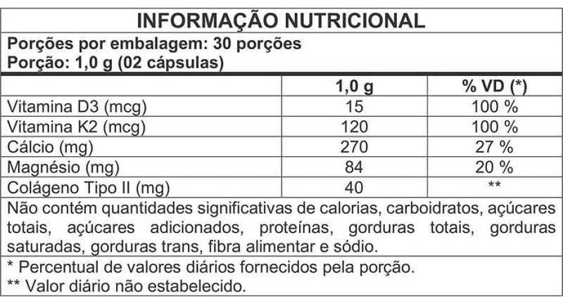 Imagem de 2x Artrofive Colágeno Tipo II, Cálcio, Magnésio, Vit D3 e k2 60 Capsulas de 500mg