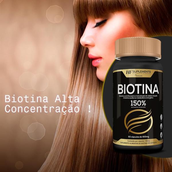 Imagem de 2x biotina 150% premium 60caps hf suplements