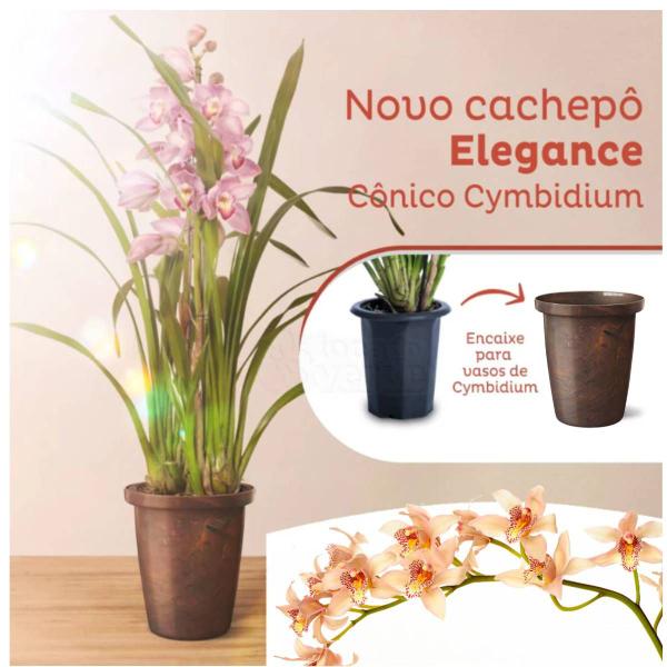 Imagem de 2X Cachepô Elegance Cônico Cymbidium (3,25L) Café NUTRIPLAN