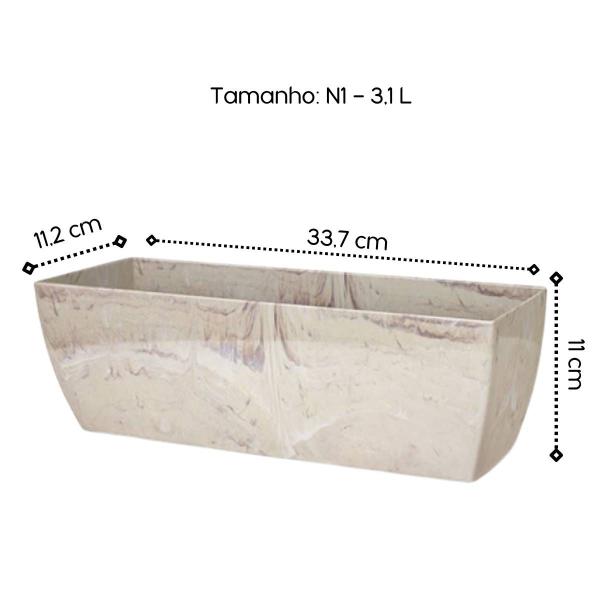 Imagem de 2X Cachepô Elegance Jardineira 01 (3,1L)Travertino NUTRIPLAN