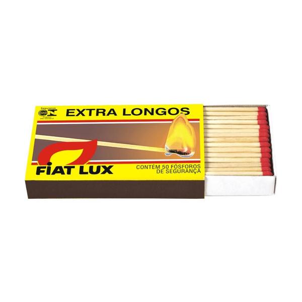 Imagem de 2x Caixas De Fósforo Extra Longo Fiat Lux Com 50 Unidades