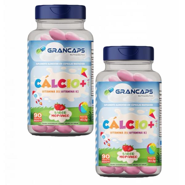 Imagem de 2x Cálcio + K2 + D3 Kids-90 Caps Mastigáveis 600mg- Morango