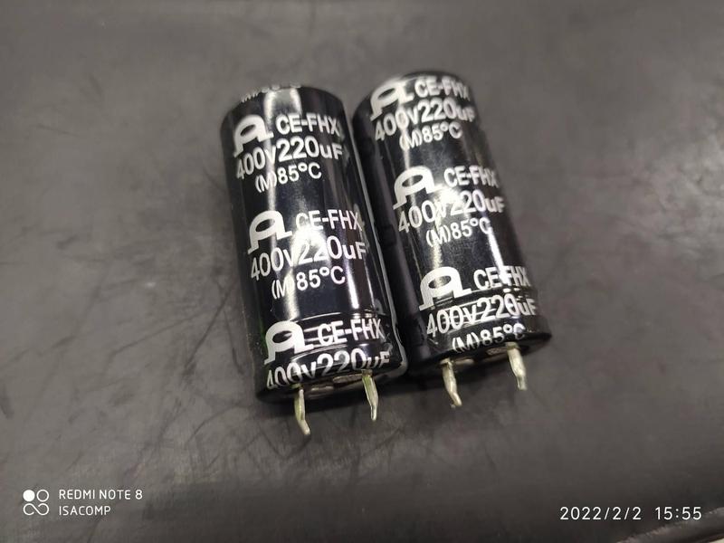 Imagem de 2x Capacitor Eletrolitico 220uf/400v Snap-in 85º 22x45mm