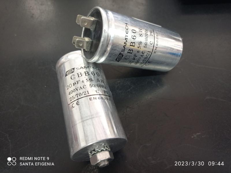 Imagem de 2x Capacitor Partida 20uf/400v Cbb60 5% 38x78mm Metalico