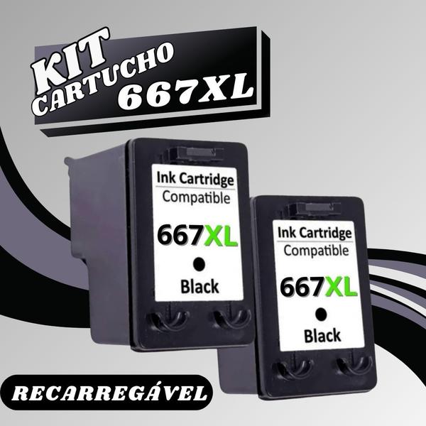 Imagem de 2x Cartucho 667 XL Preto 14ml Compativel Deskjet 2774 2874 2376