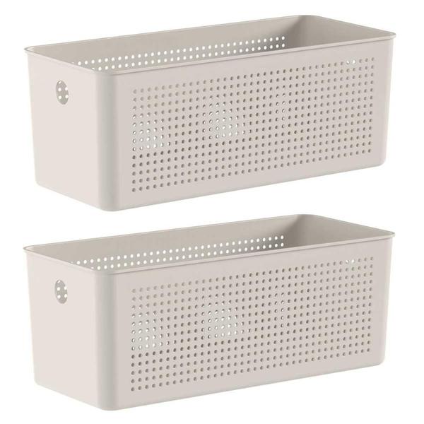 Imagem de 2x Cestos 6,6L Organizador OU Flow Bege 13cm x 15cm x 34cm