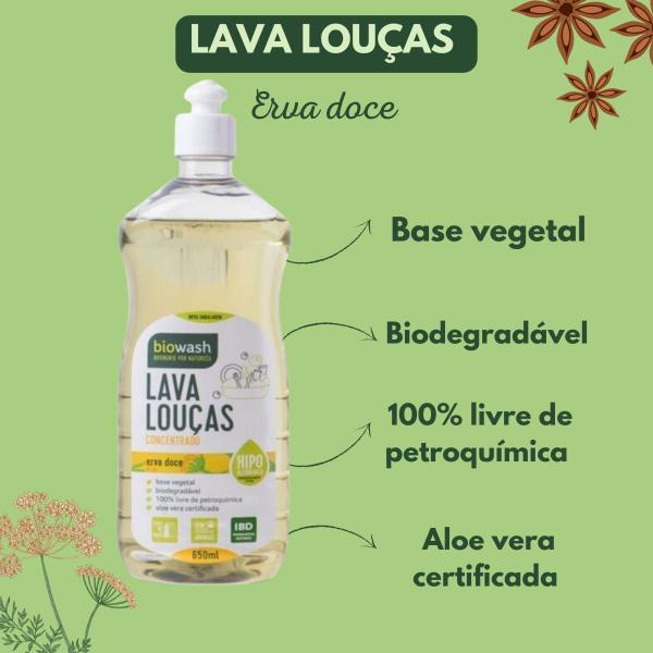 Imagem de 2x Detergente Lava Louças Biodegradável Erva Doce + Esponja