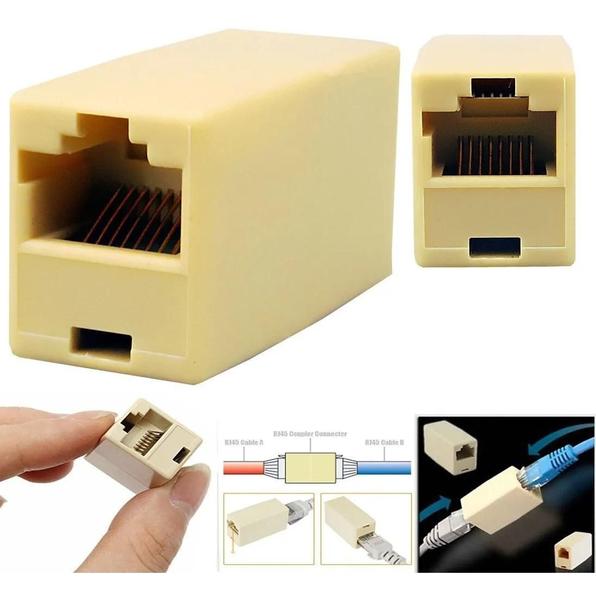 Imagem de 2X Emenda Cabo Rede Extensão Internet Adaptador Rj45 Fêmea