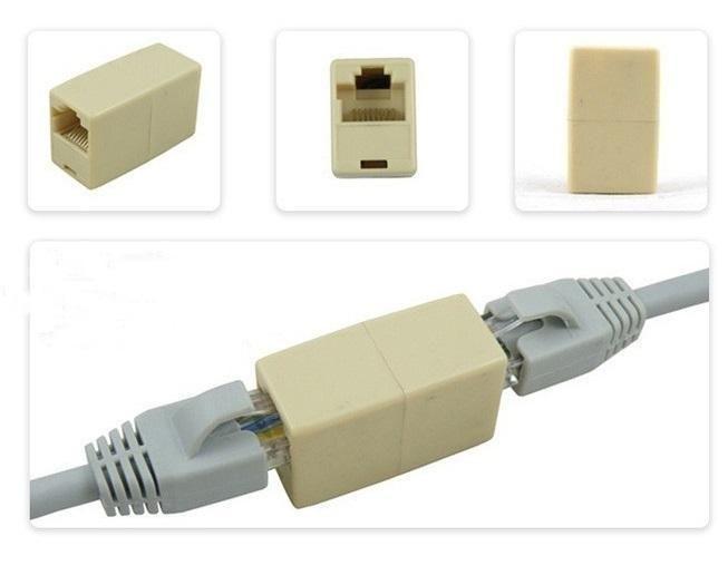 Imagem de 2X Emenda Cabo Rede Extensão Internet Adaptador Rj45 Fêmea