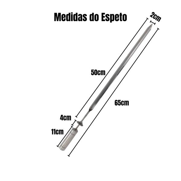 Imagem de 2x Espeto Espada Giratório 50cm De Inox Churrasqueira Grill