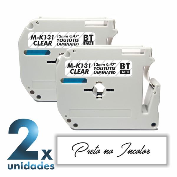 Imagem de 2x Fitas Mk 131 Compativel Para Rotulador BROTHER 12mm Incolor