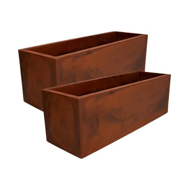 Imagem de 2X Floreira Flat 67 (17L) Cor Aço Corten JAPI