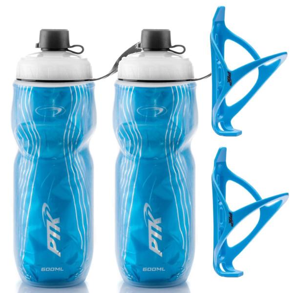 2x Garrafas Térmica Ciclismo com Suporte Bike 600ml Bike Azul - PTK Imagem de 2x Garrafas Térmica Ciclismo com Suporte Bike 600ml Bike Azul